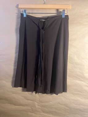 Only Hearts Brown A-Line Midi Skirt with Front Tie